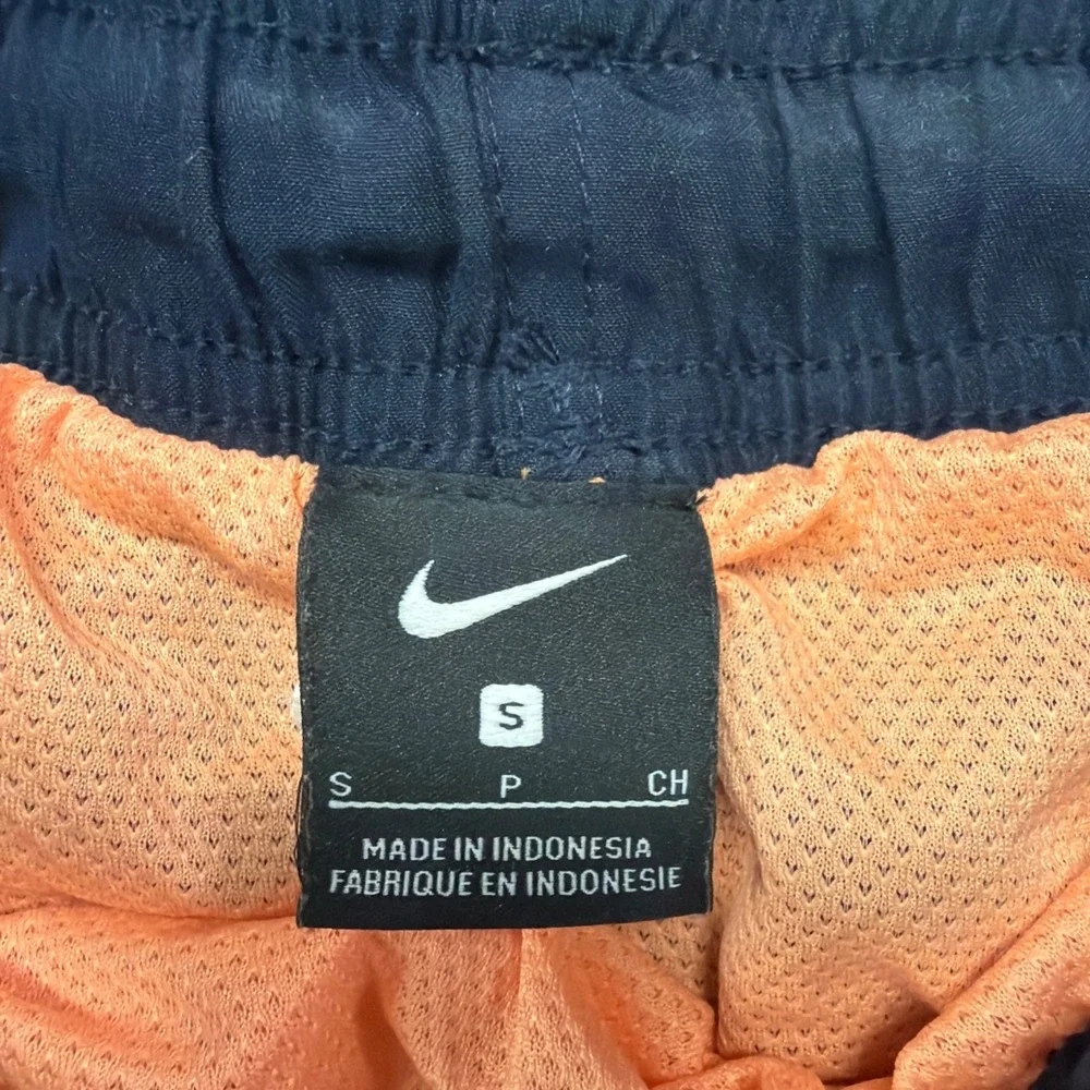 Nike Men's Swim Trunks Navy Orange Lined Drawstring Shorts Size Small S